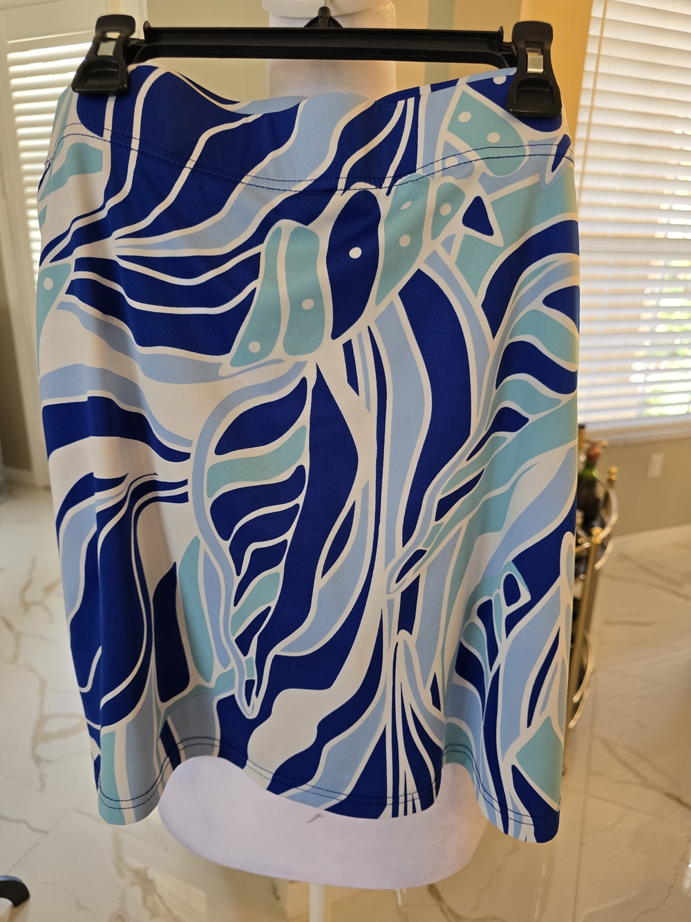 La Mer Blue and Aqua Abstract Swim Skirt